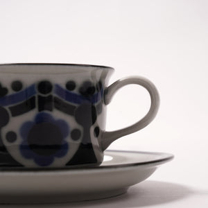 Arabia Riikka coffee cup & saucer blue×gray 03